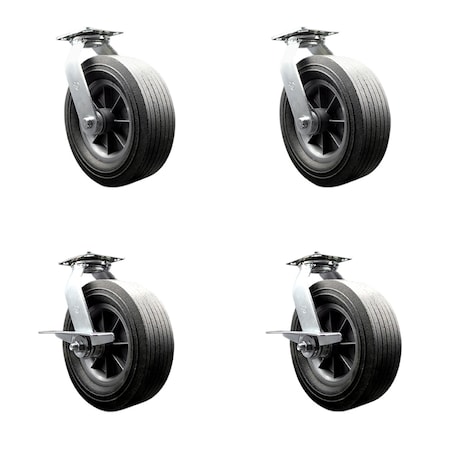 Service Caster BBQ Smoker Grill Flat-Free All Terrain 10'' Caster Wheel Set, 4PK SMOK-SCC-100S1030-SNB-2-SLB-2